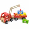 Žaislinis medinis sunkvežimis su magnetiniu kranu ir konteineriais | Viga 50690